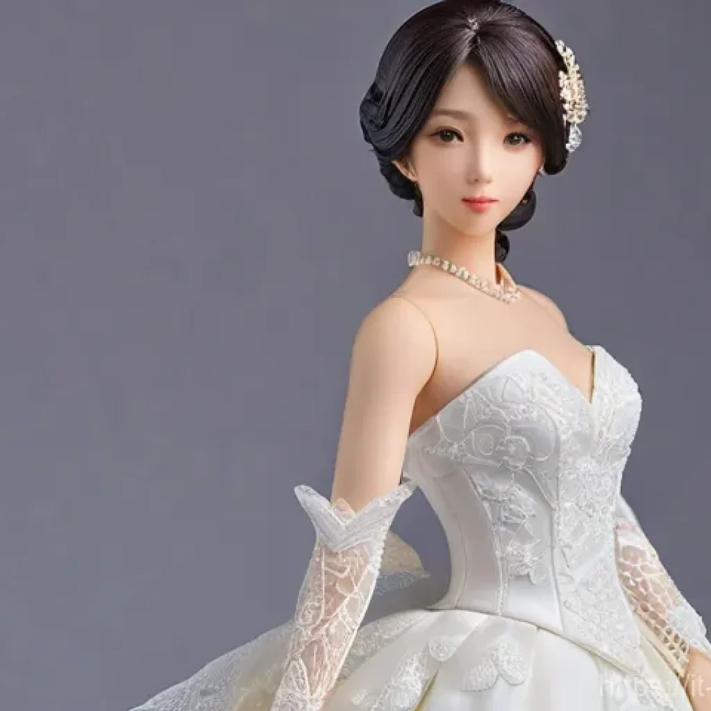 일본 피규어 브랜드 추천 - **Prompt:** A meticulously crafted 1/7 scale figure of an elegant female anime character. She stands...