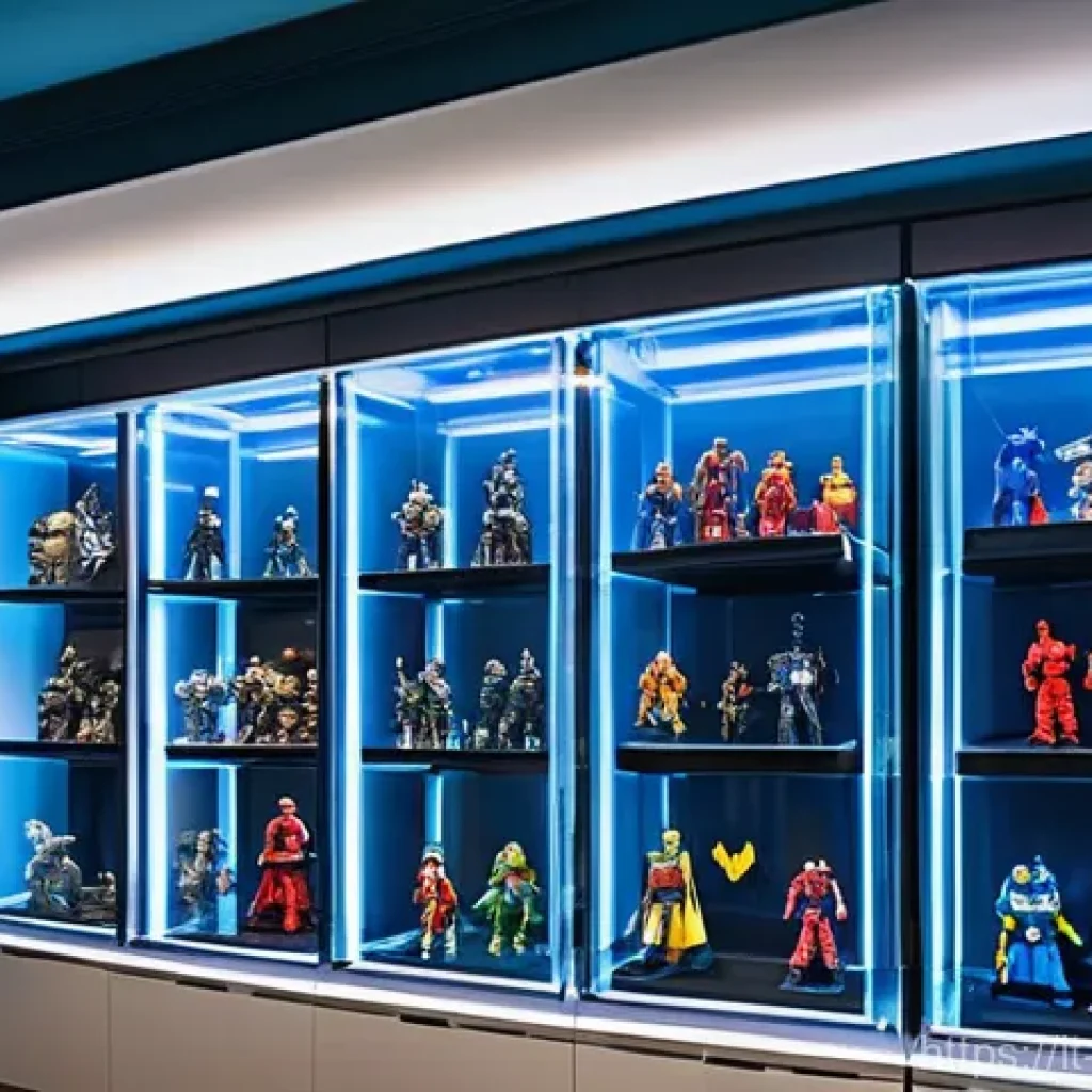 피규어 전용 보호 필름 사용법 - **Prompt 1: The Pristine Collection Display**
"A wide-angle, high-resolution shot of a dedicated...