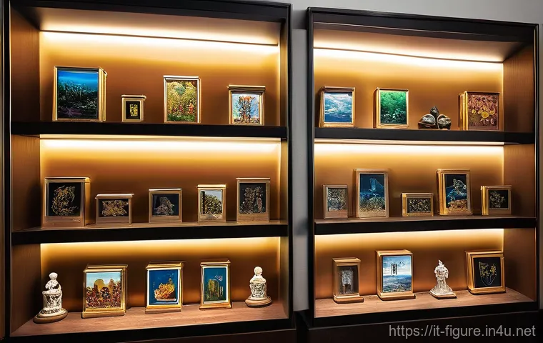 피규어와 함께 수집 가능한 아트북 - **A Collector's Display: The Curated Sanctuary**
A meticulously arranged collection of artbooks ...