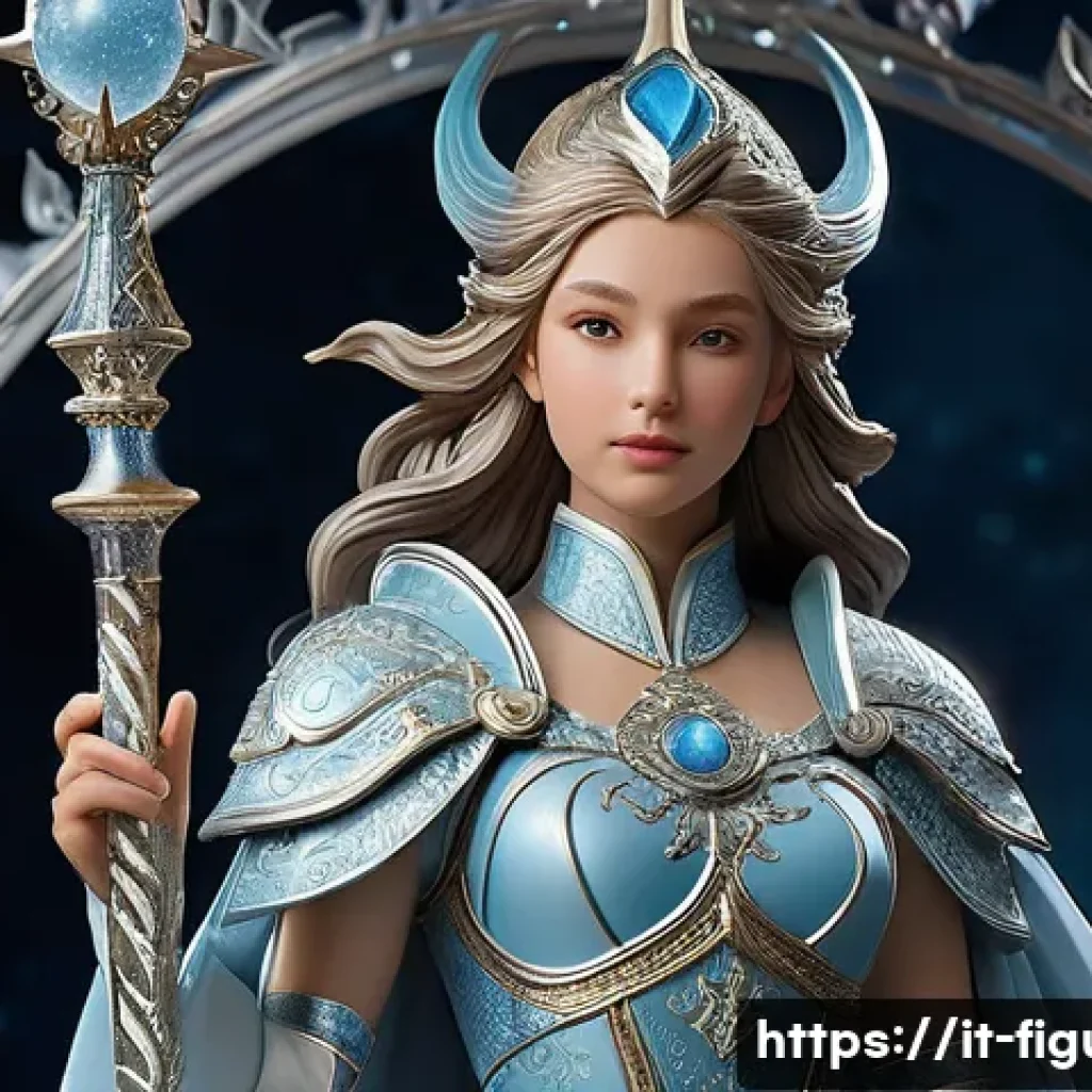 PVC 피규어와 레진 피규어 차이 - **Prompt 1: The Celestial Guardian**
A highly detailed, museum-quality resin statue of a female ...