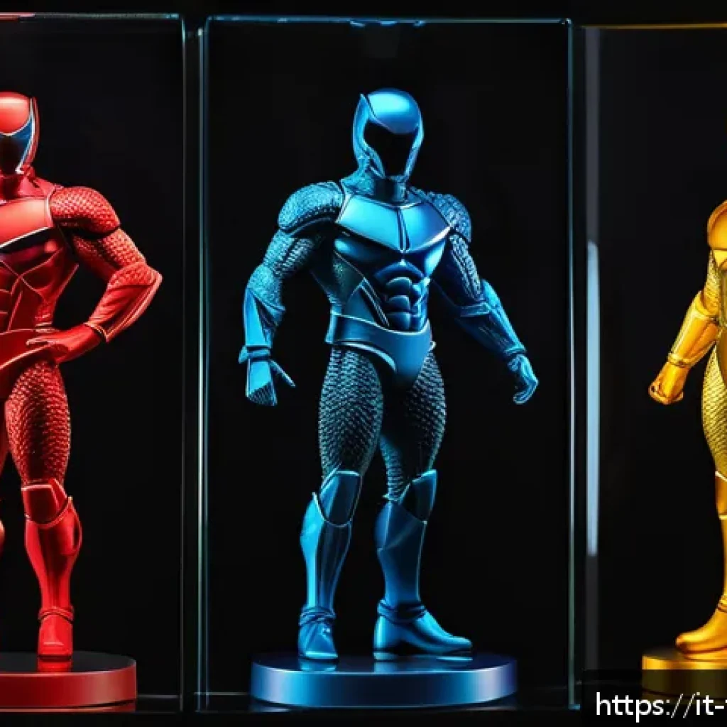 피규어 전시장에서 인기 있는 테마 - A highly detailed resin collectible figure inspired by iconic 1980s pop culture heroes, featuring up...