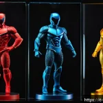 피규어 전시장에서 인기 있는 테마 - A highly detailed resin collectible figure inspired by iconic 1980s pop culture heroes, featuring up...