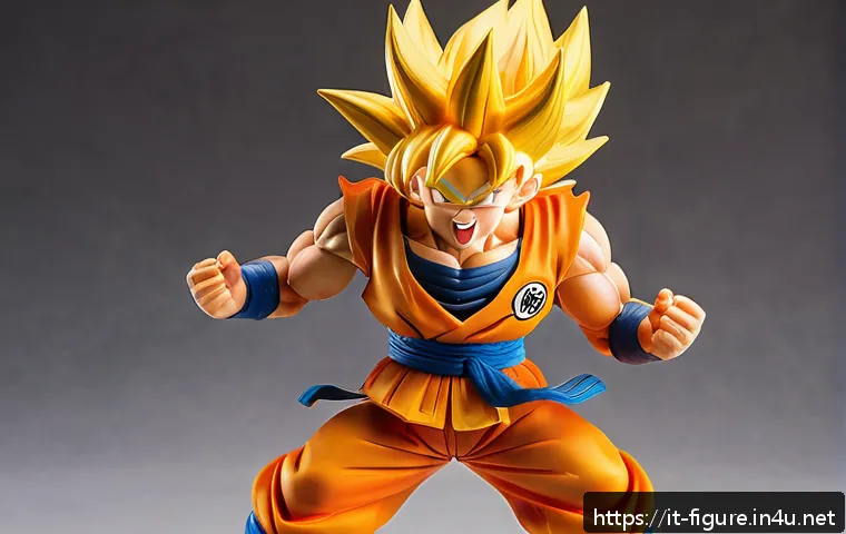 애니메이션 캐릭터 피규어 베스트 10 - A dynamic PVC figure of Goku from Dragon Ball in Super Saiyan form, showcasing vibrant golden spiky ...