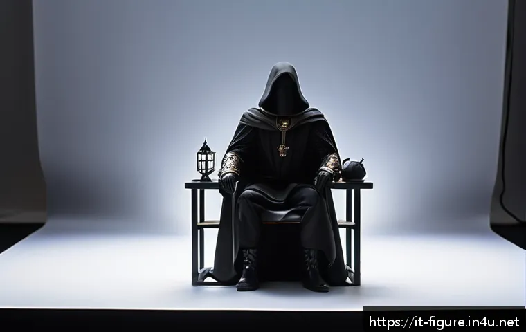 피규어 촬영용 배경 스튜디오 DIY - A professional miniature photography setup featuring a collectible fantasy action figure posed dynam...